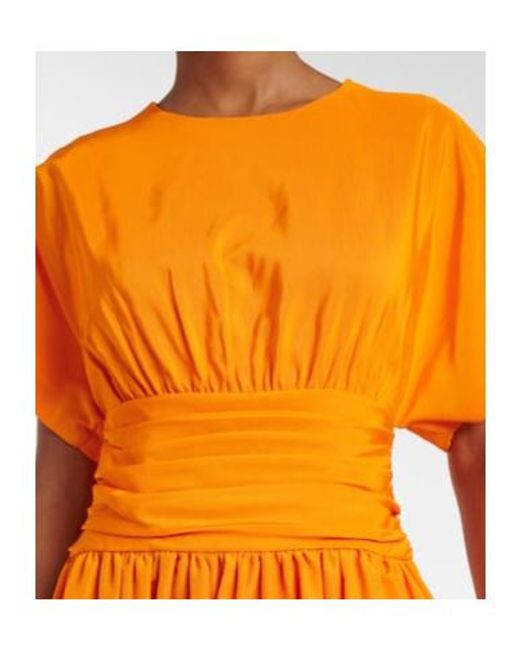 Carolina Herrera Yellow Gathered Cotton-Blend Cocktail Dress