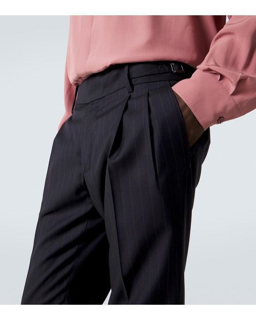 Dolce & Gabbana Blue Chalk Stripe Virgin Wool Slim Pants for men