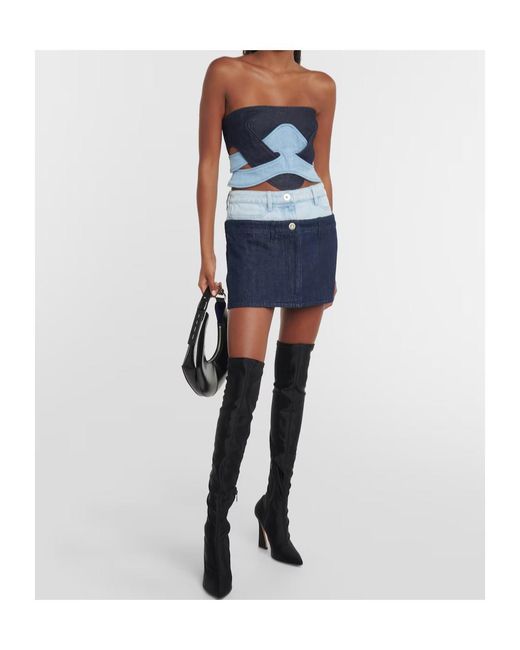 Dion Lee Blue Strapless Cowgirl Tank Top