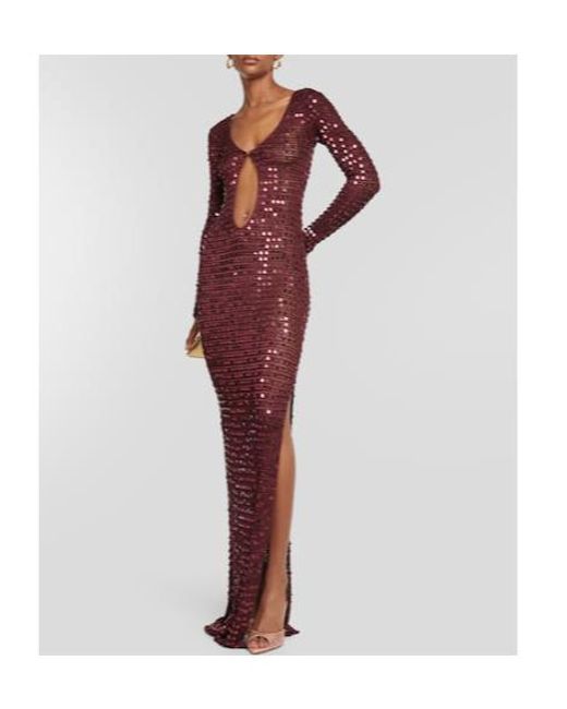 AYA MUSE Purple Chyha Embellished Cutout Maxi Dress
