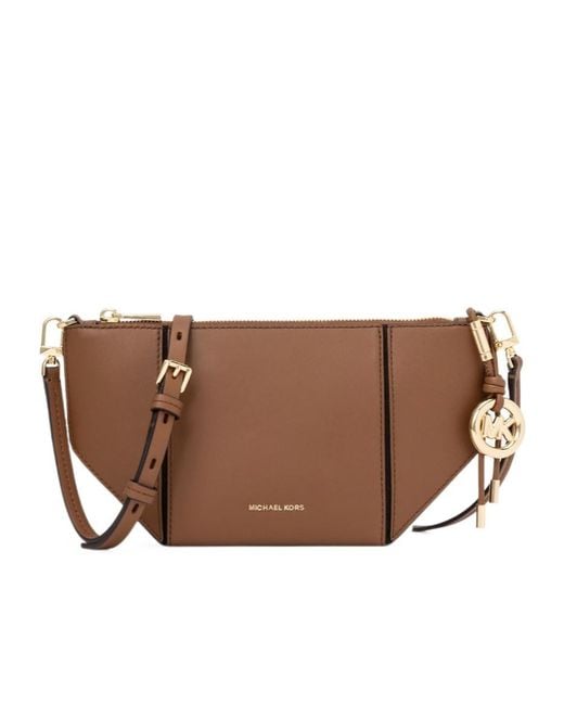 Michael Kors Brown Michael Jordi Logo-Charm Zipped Crossbody Bag