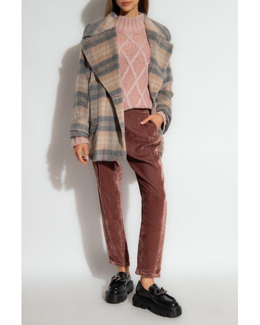 Fabiana Filippi Multicolor Cropped Checked Double Breasted Coat