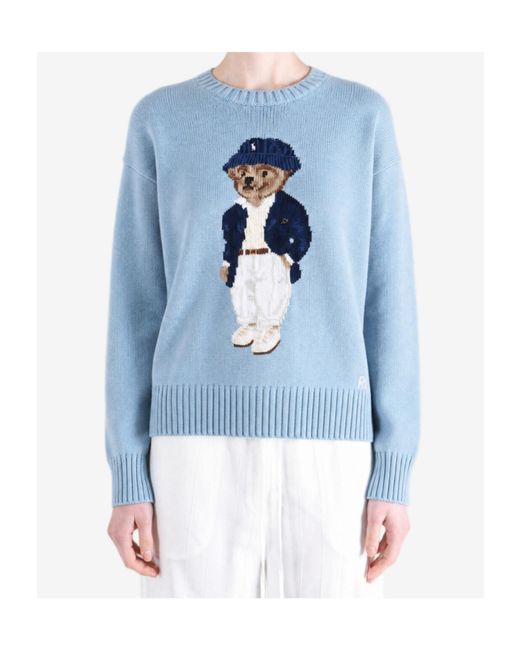 Polo Ralph Lauren Blue Polo Bear Intarsia-Knit Sweater