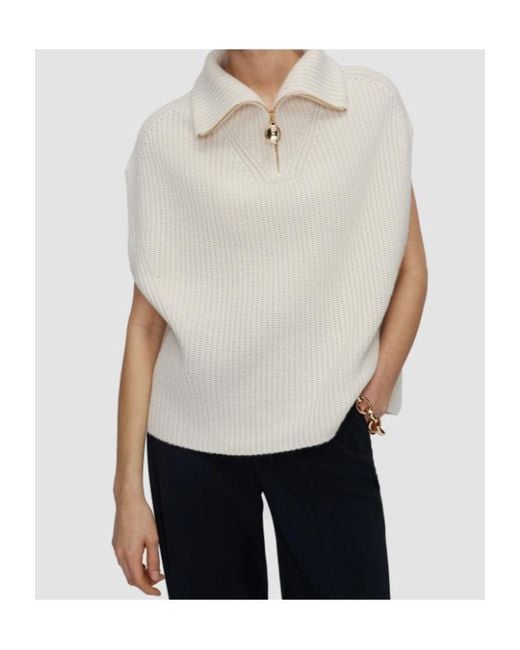 Joseph White Half Zip Knitted Sweater