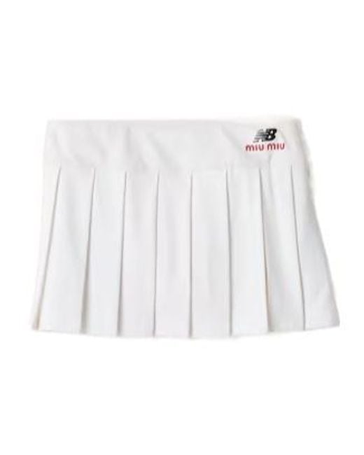 Miu Miu White Pleated Stretch Jersey Skirt