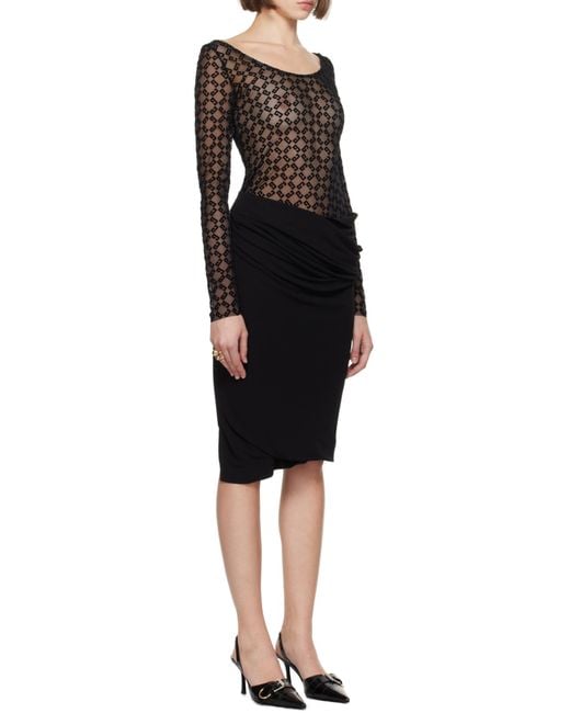 Givenchy Black Monogram Tulle Draped Dress