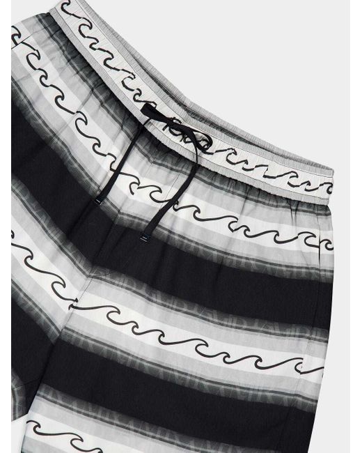 Amiri Black Wave Baja Striped Drawstring Shorts for men
