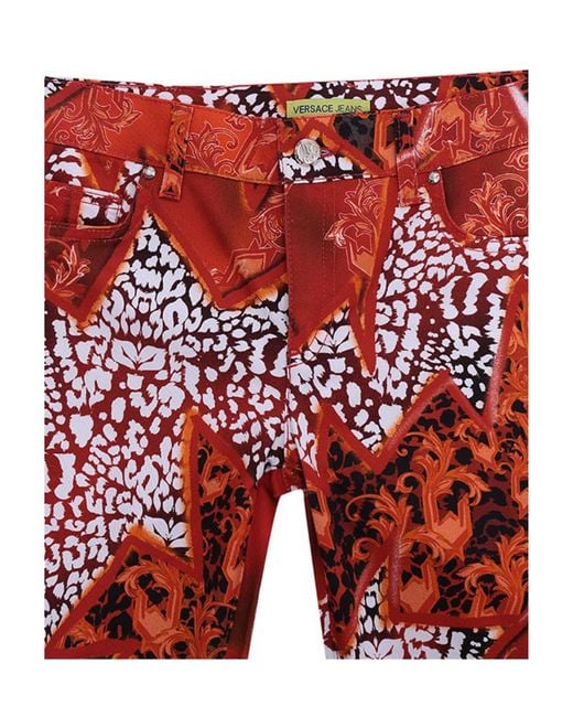 Versace Jeans Red Printed Casual Pants