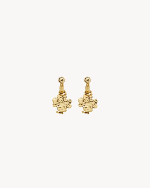 Saint Laurent Metallic Cassandre Lucky Charm Hoop Earrings