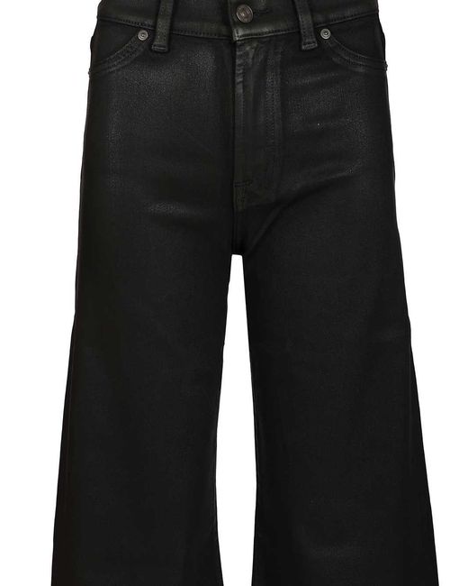 7 For All Mankind Black Lotta Coated Wide-Leg Jeans