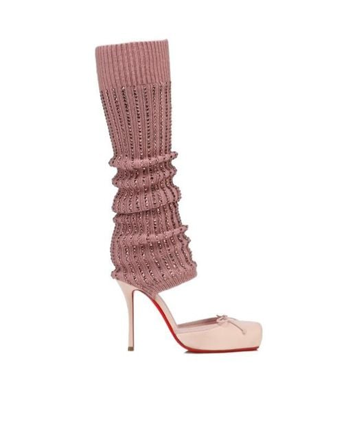 Christian Louboutin Pink Cassia Ankle-Wrap Boots