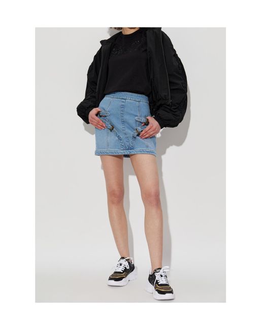 Versace Blue Jeans Couture Buckle Detail Mini Skirt