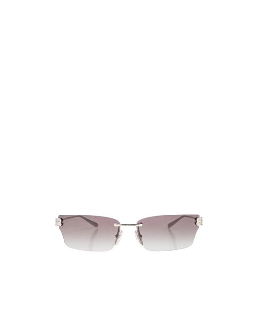 Balenciaga White Eyewear Gossip Rectangular Rimless Sunglasses