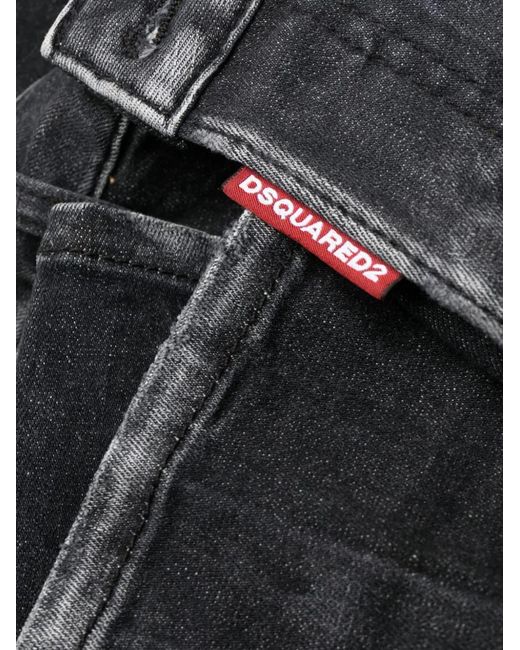 DSquared² Gray Straight-Leg Distressed Skinny Jeans