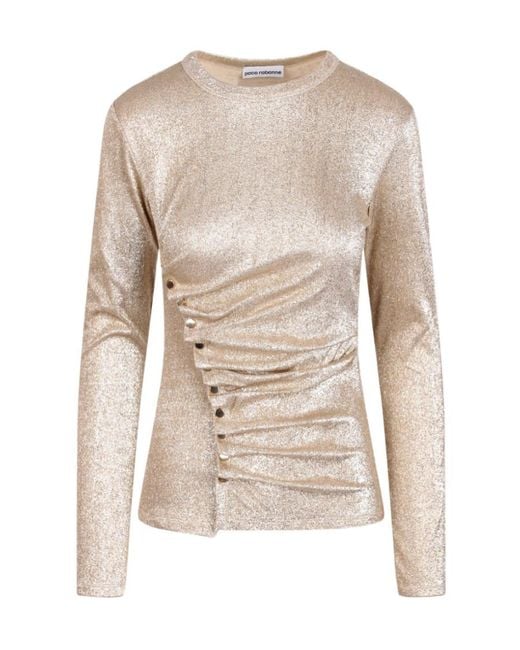 Rabanne Natural Fitted Crewneck Long-Sleeved Top