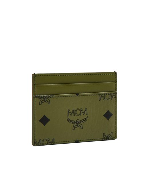 MCM Green Signature Print Card Holder for men