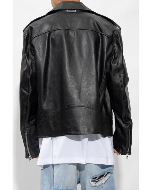 Vetements Black Long-Sleeved Leather Jacket for men