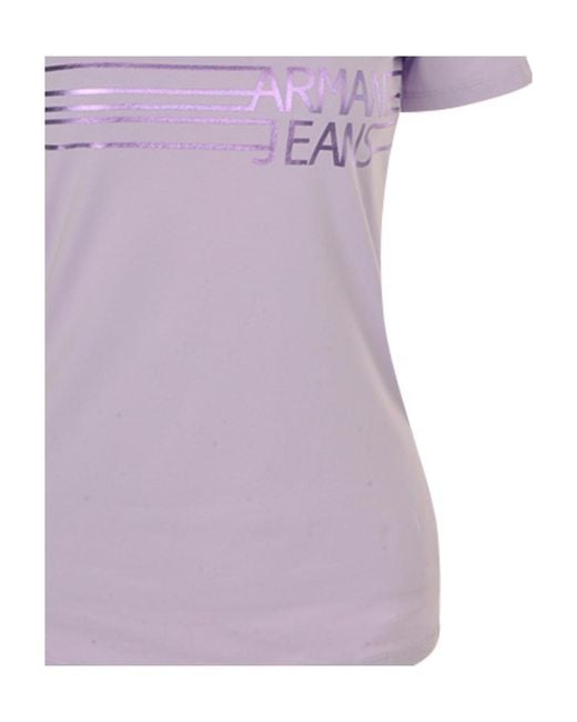 Armani Jeans Purple Logo Printed T-Shirt