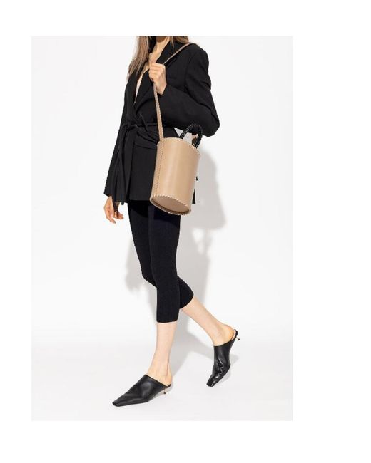 Nanushka Black Elongated Square Toe 50Mm Mules
