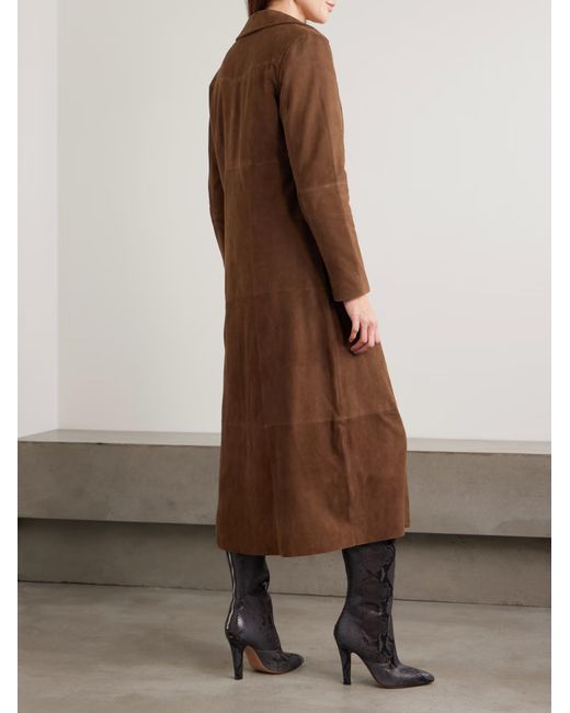 Rixo Brown Astraea Patchwork Suede Coat