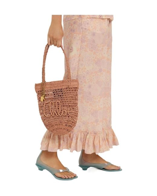 Chloé Pink Light Floral Ruffled Wide-Leg Casual Pants