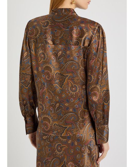 Veronica Beard Brown Francine Printed Silk-Blend Blouse