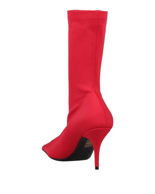 Balenciaga Red Solid Color Ankle Boots