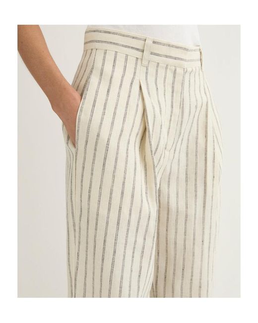Posse Natural Pinstripe Pleated Trousers