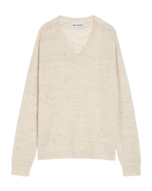 Our Legacy Natural V-Neck Knit Sweater for men
