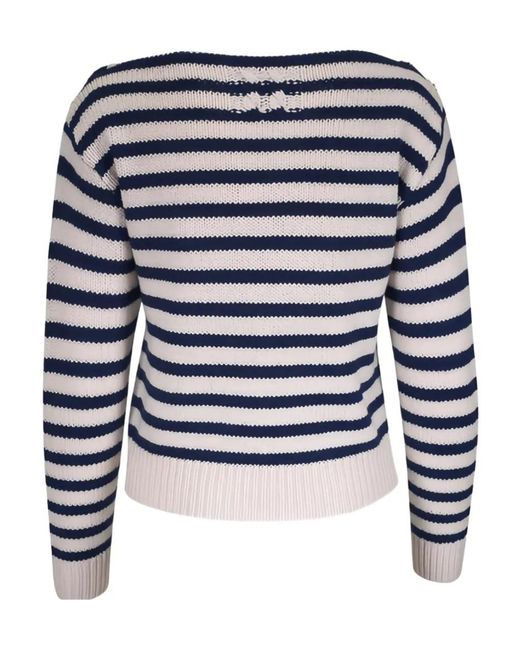 Nili Lotan Blue Tandy Striped Button Sweater