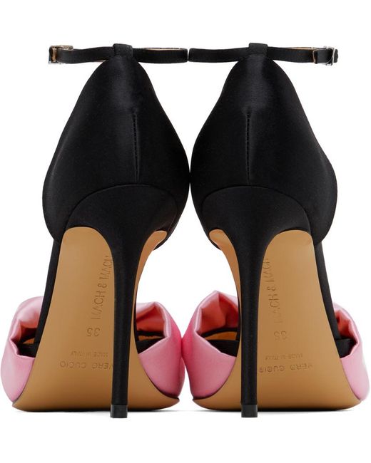 Mach & Mach Pink Double Heart 110Mm Satin Pumps