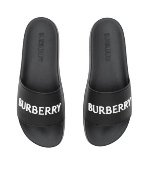 Burberry Black Furley Logo Slides for men