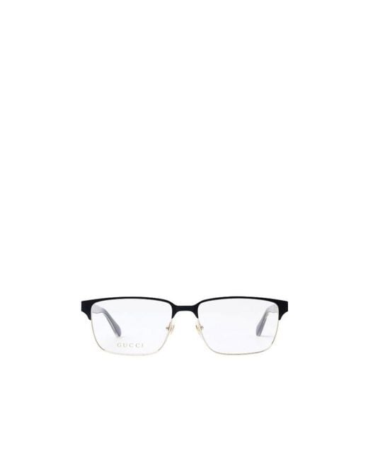 Gucci White Eyewear Rectangle Frame Glasses for men