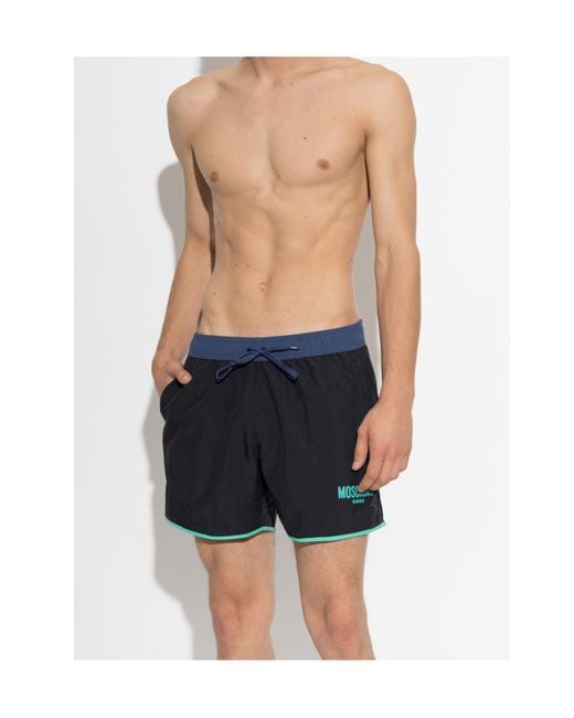 Moschino Blue Drawstring Swim Trunks for men