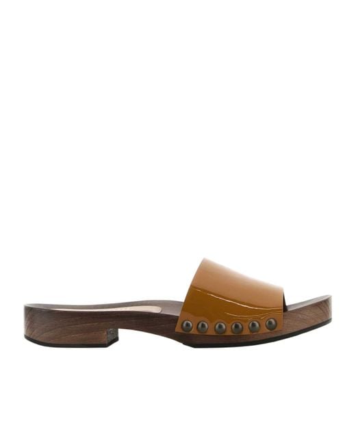 Miu Miu Brown Logo-Printed Slides