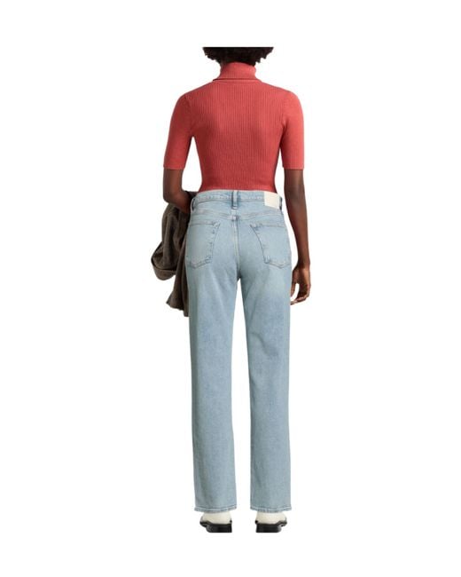 Rag & Bone Blue High-Waisted Straight-Leg Jeans