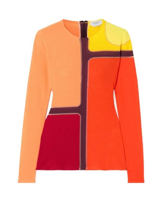 Gabriela Hearst Red Atreus Paneled Color-Block Wool-Blend Sweater