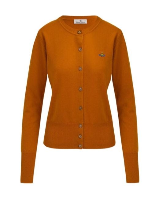 Vivienne Westwood Brown Orb Embroidered Buttoned Cardigan