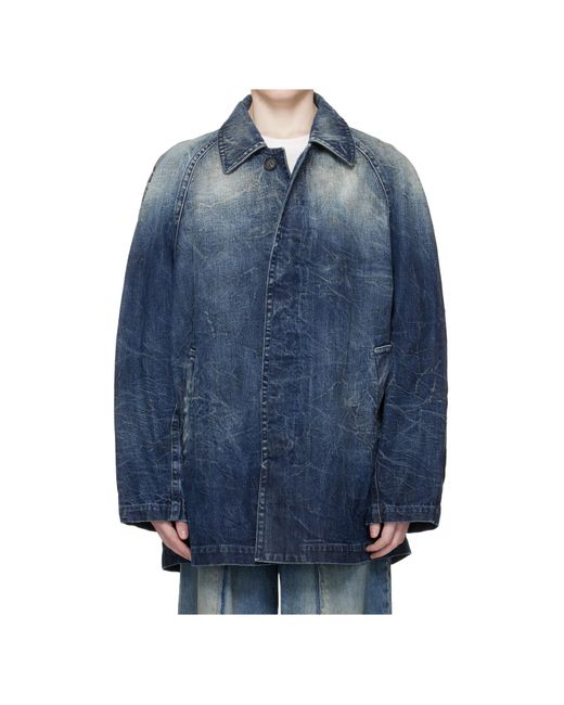 MM6 by Maison Margiela Blue Faded Long-Sleeved Denim Jacket for men