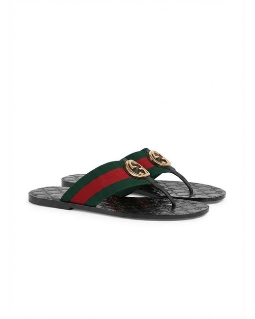 Gucci Black Riviera Thong Sandals for men