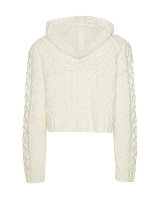 ROTATE BIRGER CHRISTENSEN White Cable-Knit Hooded Cardigan