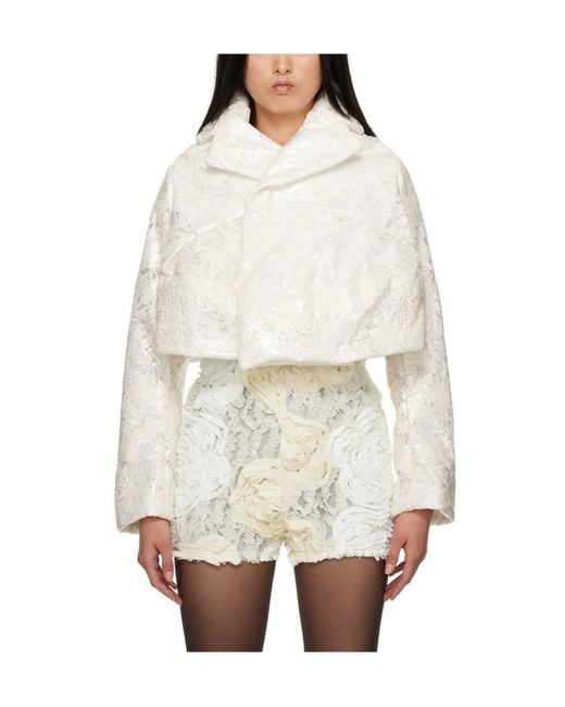 Comme des Garçons White Lapel Lace Casual Jacket