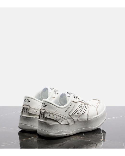 Balenciaga White Hamptons Leather Platform Sneakers