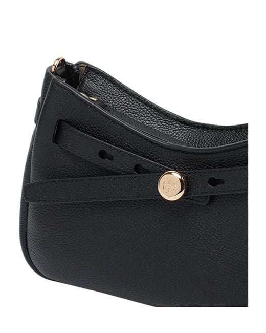 Tory Burch Black Logo Plaque Zipped Shoulder Bag