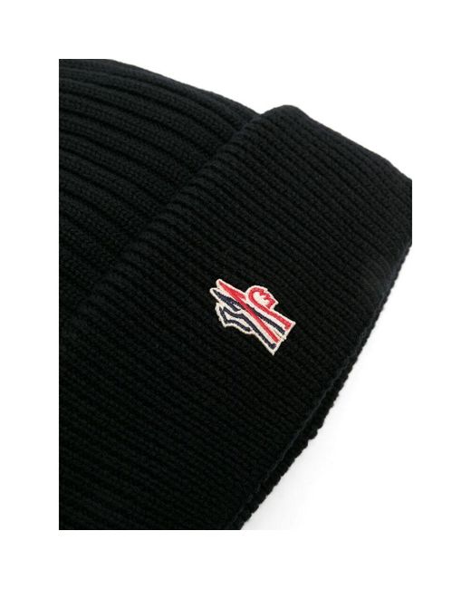 Moncler Black Rib Knitted Hat for men