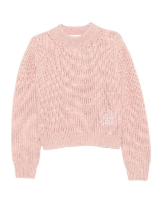 CECILIE BAHNSEN Pink Floral Knit Pullover