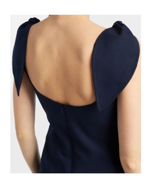 Oscar de la Renta Blue Wool-Blend Gown