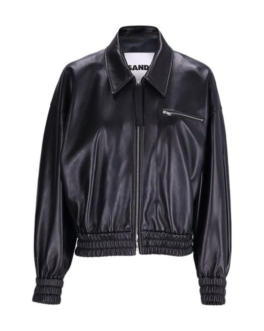 Jil Sander Black Cropped Zip-Up Jacket
