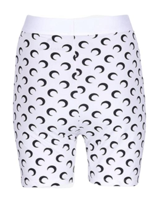 MARINE SERRE White Crescent Printed Mini Shorts