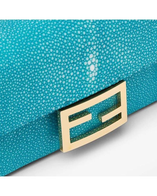 Fendi Blue Baguette Mini Stingray Leather Bag